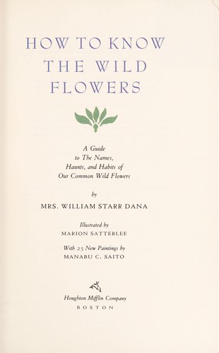 How to Know the Wild Flowers