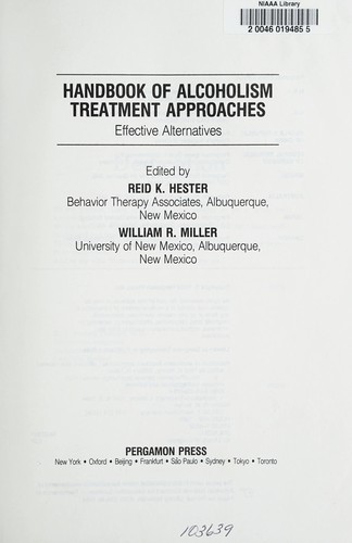 Handbook of Alcoholism Treatment Approaches