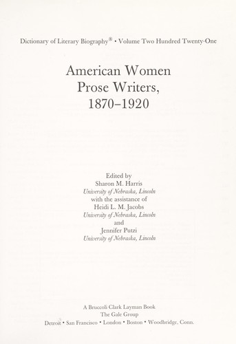 American women prose writers, 1870-1920