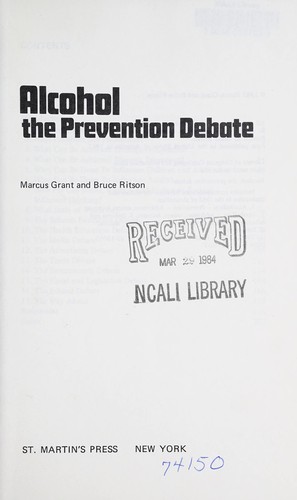 Alcohol, the Prevention Debate