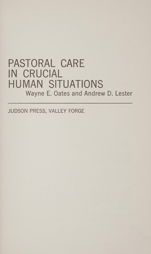 Pastoral Care in Crucial Human Situations
