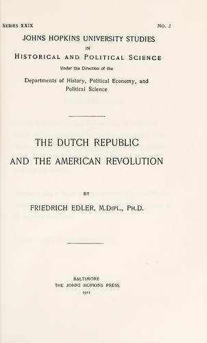 The Dutch Republic and the American Revolution