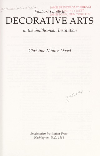 Finders' Guide to Decorative Arts in the Smithsonian Institution