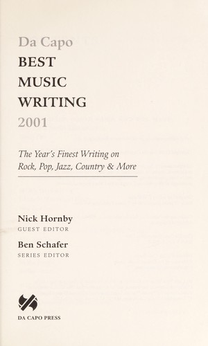 Da Capo Best Music Writing 2001