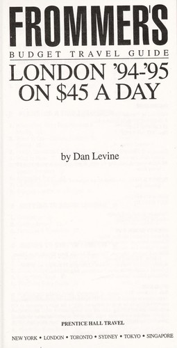 Frommer's Budget Travel Guide: London '94-'95 on $45 a Day