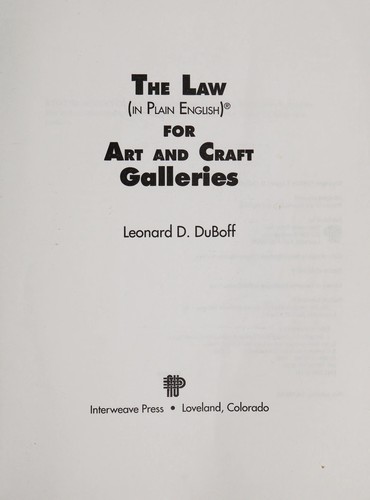 The Law (in Plain English) for Art and Craft Galleries