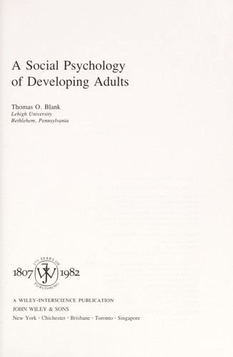A social psychology of developing adults