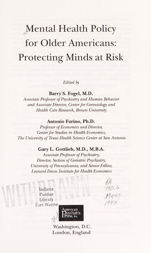 Mental health policy for older Americans