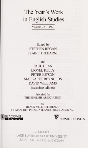 The year's work in English studies