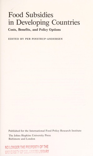Food subsidies in developing countries