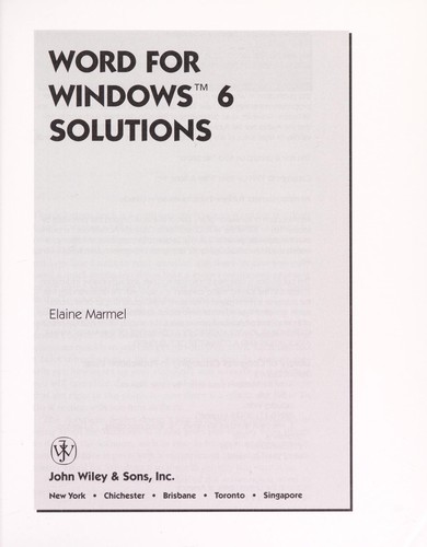 Word for Windows 6 Solutions
