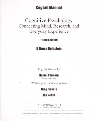 CogLab manual [to accompany] Cognitive psychology
