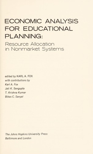 Economic Analysis for Educational Planning