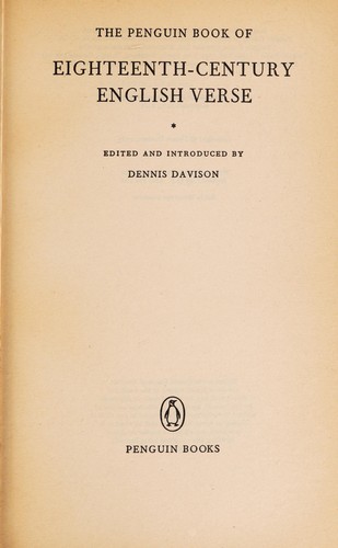 The Penguin Book of Eighteenth-Century English Verse