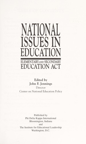National Issues in Education