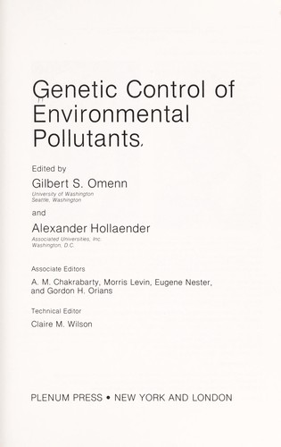 Genetic Control of Environmental Pollutants