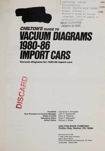 Chilton's Guide to Vacuum Diagrams, 1980-86 Import Cars