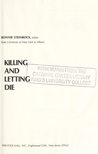 Killing and Letting Die