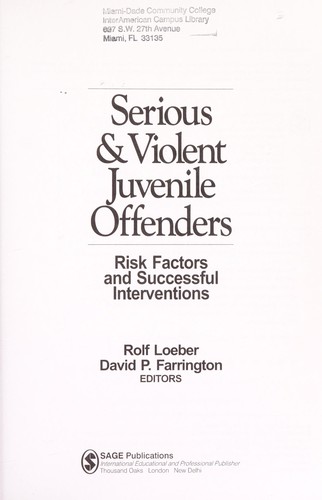 Serious & violent juvenile offenders