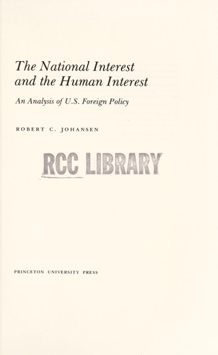 The National Interest and the Human Interest