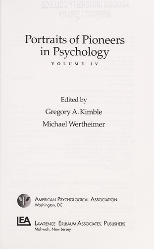 Portraits of pioneers in psychology