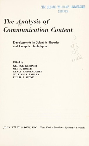 The Analysis of Communication Content