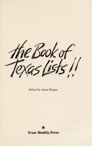 The Book of Texas lists!!
