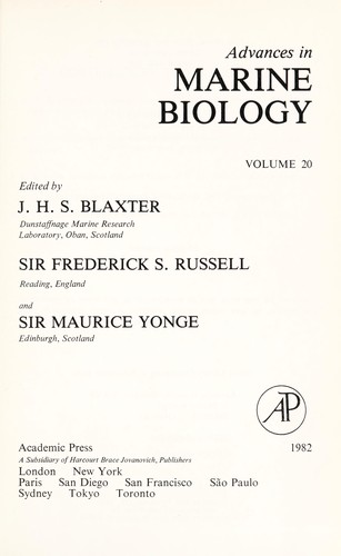 Advances in Marine Biology, Vol. 20