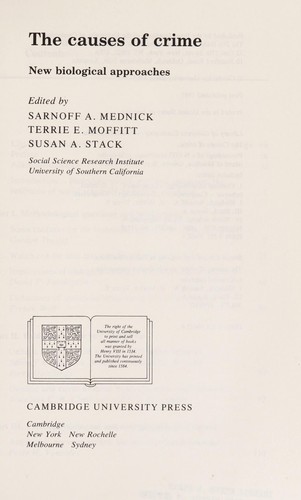 The Causes of Crime