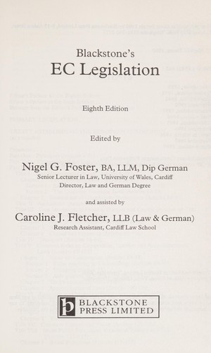 Blackstone's EC legislation
