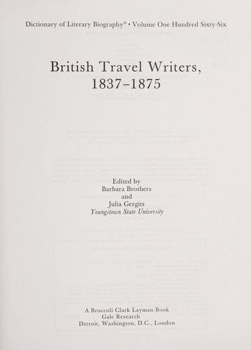 British Travel Writers, 1837-1875
