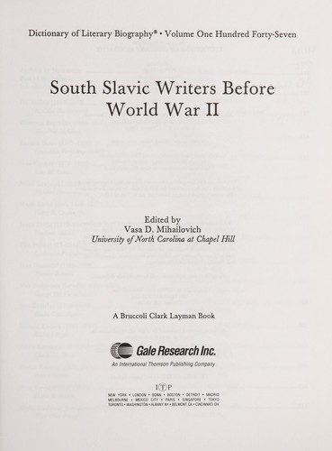 South Slavic Writers Before World War II