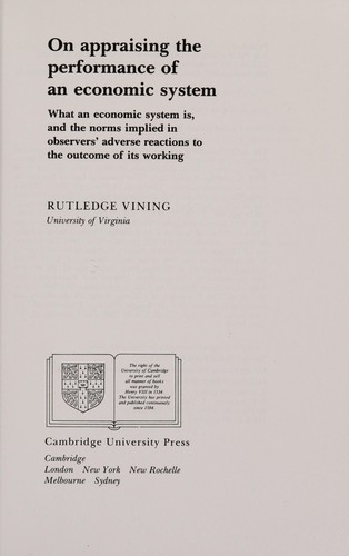 On Appraising the Performance of an Economic System