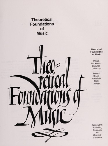 Theoretical Foundations of Music