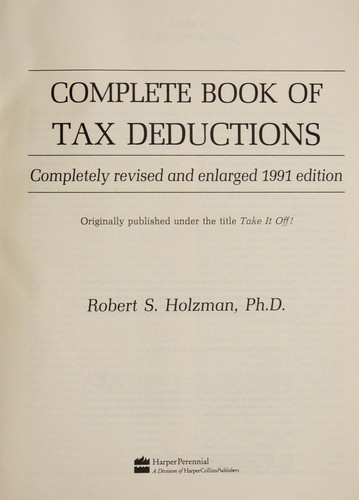 Complete book of tax deductions