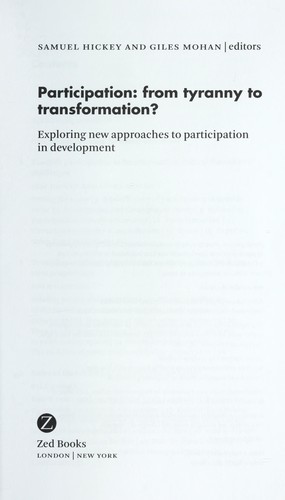 Participation: From Tyranny to Transformation?
