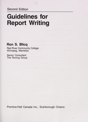 Guidelines for Report Writing