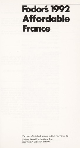 Fodor's 1992 Affordable France