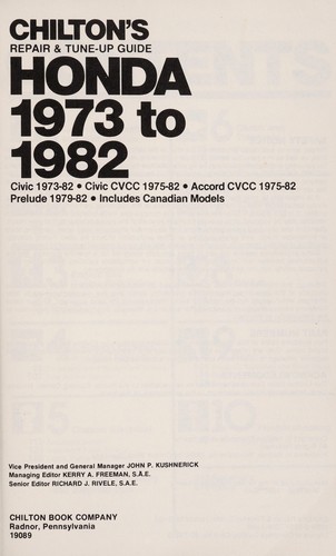 Chilton's Repair & Tune-Up Guide: Honda, 1973 to 1982