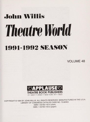 Theatre World, 1991-1992 Season