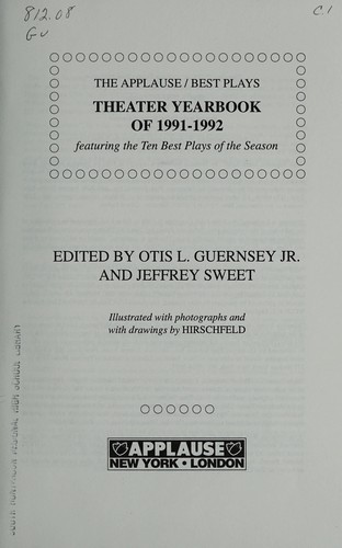 The Applause/Best plays theater yearbook of 1991-1992