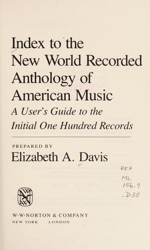 Index to the New World Recorded Anthology of American Music