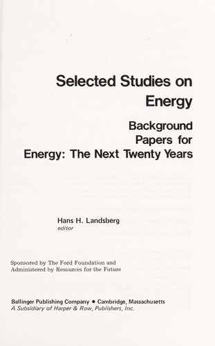 Selected studies on energy