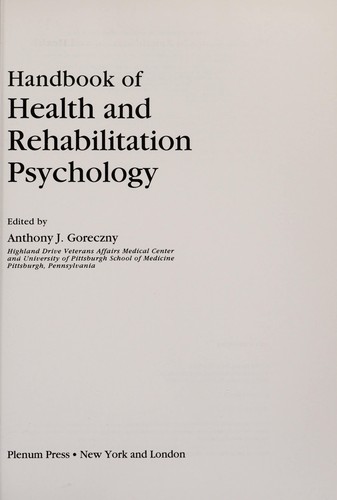 Handbook of health and rehabilitation psychology