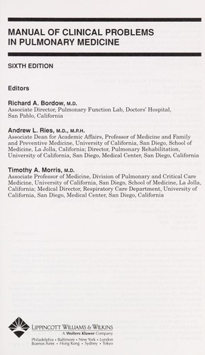 Manual of clinical problems in pulmonary medicine