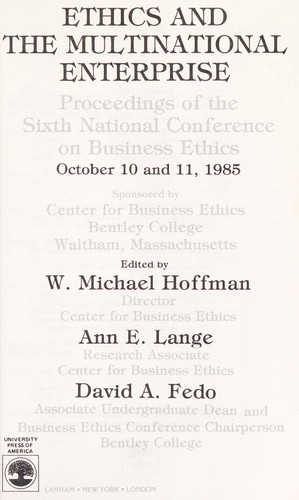 Ethics and the Multinational Enterprise