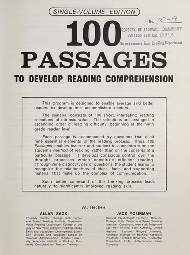 100 Passages to Develop Reading Comprehension