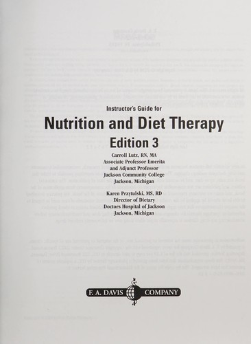 Instructor's Guide for Nutrition and Diet Therapy