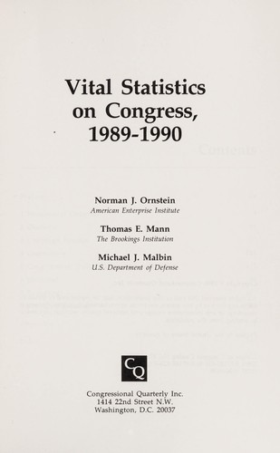 Vital statistics on Congress, 1989-1990
