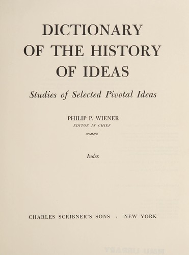 Dictionary of the History of Ideas